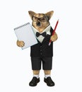 Dog with pencil and notebook Royalty Free Stock Photo