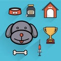 Dog Pet care healthcare accessories flat icons isolated illustration Royalty Free Stock Photo