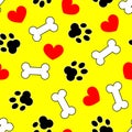 Dog pet footprints heart and bone