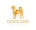 Dog, pets, veterinary and care behind pets, logo design. Animal, animal shelter and protection, pet shop, vector design