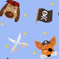 Dog-Pirate And Fox-Pirate Royalty Free Stock Photo