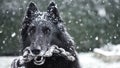 Dog playing during winter in snow Royalty Free Stock Photo