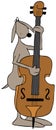 Dog playing a double bass fiddle Royalty Free Stock Photo