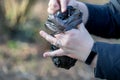 Dog poo poop bag holding in the hand Royalty Free Stock Photo