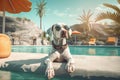 Dog pool vacation. Generate Ai Royalty Free Stock Photo
