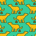 Dog poop pattern seamless. Pet shit background. vector texture