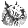 Dog Portrait Bull Terrier engraving sketch raster
