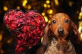 Dog portrait heart dark background