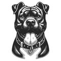 Dog Portrait Pit bull engraving sketch raster Royalty Free Stock Photo