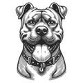 Dog Portrait Pit bull engraving sketch raster Royalty Free Stock Photo