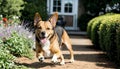 the dog, portrait, running in the garden