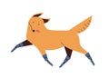 Dog with prosthetics legs flat vector illustration. Disabled domestic animal with artificial limbs. Cute Invalid puppy