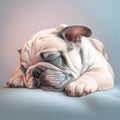Dog pug sleeping activity photoshoot. Dog bulldog or pug animal breed in sleep pose