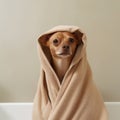 Dog puppy animal pet towel cute funny Royalty Free Stock Photo