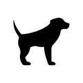 Dog Puppy Domestic Happy Black Silhouette Icon. Mammal Labrador Animal Pet Cute Shape Glyph Pictogram. Purebred Doggy Royalty Free Stock Photo