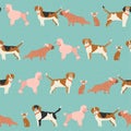 Dog puppy pattern seamless in vector