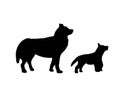 Dog and puppy silhouette. Baby husky dog silhouette Puppy breed