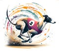 Dog racing. Sprinting greyhound. Animal. Sport. Track. Racetrack. Close-up. Banner. Generative AI Royalty Free Stock Photo