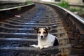 The dog on the railway Royalty Free Stock Photo