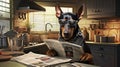 dog reading and holding a newspaper Royalty Free Stock Photo