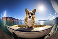 Dog relax on the beach. Created with generative Ai technology. Royalty Free Stock Photo