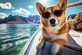 Dog relax on the beach. Created with generative Ai technology. Royalty Free Stock Photo