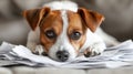 Dog resting on paperwork Royalty Free Stock Photo