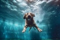 snorkeling dog vacation funny water fun swimming underwater puppy pool. Generative AI. Royalty Free Stock Photo