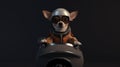 Dog riding motorbike