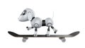 Dog robot play skateboard on white background Royalty Free Stock Photo