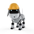 Dog robot with yellow helmet Royalty Free Stock Photo