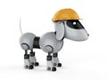 Dog robot with yellow helmet Royalty Free Stock Photo
