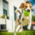 Dog run beagle jumping fun