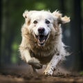 a dog running in the mud