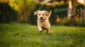 Dog running and playing fetch