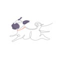 The dog is running. The pug is drawn in one line. Royalty Free Stock Photo