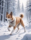 Dog Running in Snow