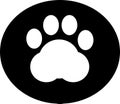 Dog`s footprints with blck background vector icon or logo