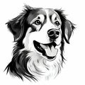 Black And White Dog Illustration: High Quality, Caricature-like Svg Style