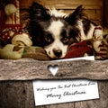 Dog And Santa Christmas Greeting Card Composition