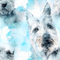 Scottish Terrier watercolor pattern. AI Generated