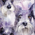 Scottish Terrier watercolor pattern. AI Generated