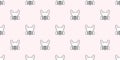 Dog seamless french bulldog vector pattern bone paw isolated breed wallpaper background pink