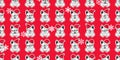 Dog seamless pattern Christmas french bulldog Santa Claus hat snowflake vector scarf isolated cartoon repeat wallpaper tile backgr