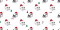 Dog seamless pattern Christmas french bulldog vector Santa Claus hat bone candy cane scarf isolated cartoon repeat background tile Royalty Free Stock Photo