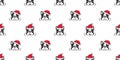 Dog seamless pattern Christmas vector french bulldog Santa Claus hat scarf isolated cartoon repeat background tile wallpaper illus Royalty Free Stock Photo