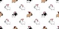 Dog seamless pattern Christmas vector french bulldog Santa Claus Xmas hat scarf bone cartoon illustration isolated tile background Royalty Free Stock Photo