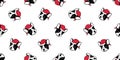 Dog seamless pattern Christmas vector french bulldog Santa Claus Xmas hat scarf cartoon illustration isolated repeat wallpaper til Royalty Free Stock Photo