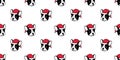 Dog seamless pattern Christmas vector french bulldog Santa Claus Xmas hat scarf cartoon illustration isolated tile background repe Royalty Free Stock Photo