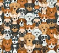 Dog Seamless Pattern. Cute Cartoon Style. Vector Royalty Free Stock Photo